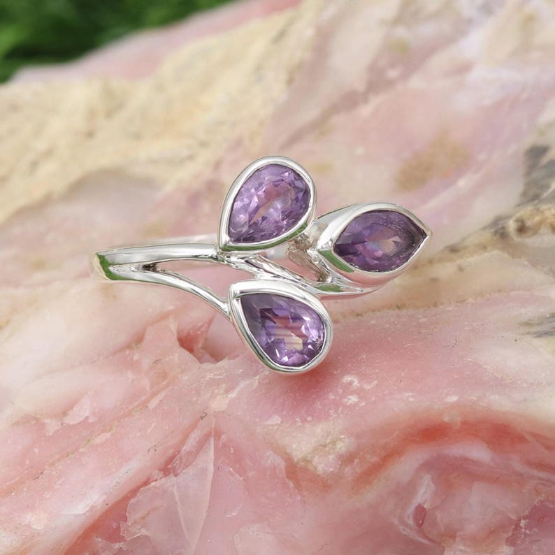 Amethyst Ring, 925 Sterling Silver Ring, Statement Ring, February Birthstone Ring, Handmade Silver Ring, Gemstone Silver Ring, Women's Rings