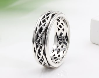 Fidget ring, Anxiety ring, Sterling silver ring, One of a kind spinner ring, Meditation ring, Anti-anxiety thumb band ring, Unisex Ring