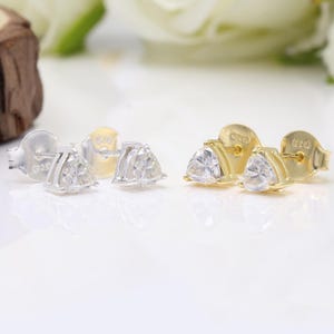 Moissanite Stud Earrings, 925 Sterling Silver Stud Earrings, 18K Yellow Gold Plated, Moissanite Diamond Stud Earring, Gift for Her
