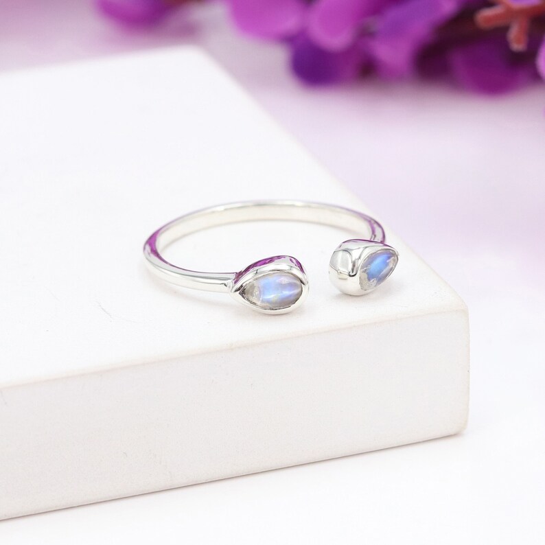 Moonstone Ring, Minimalist Ring, Promise Ring, Open Ring, Birthstone Ring, Silver Women Ring, Gemstone Silver Ring, Sterling Silver Ring