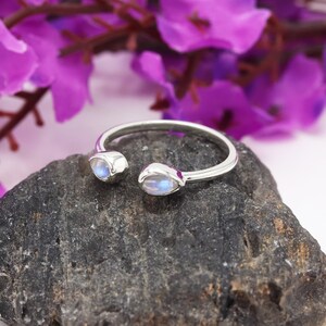 Moonstone Ring, Minimalist Ring, Promise Ring, Open Ring, Birthstone Ring, Silver Women Ring, Gemstone Silver Ring, Sterling Silver Ring