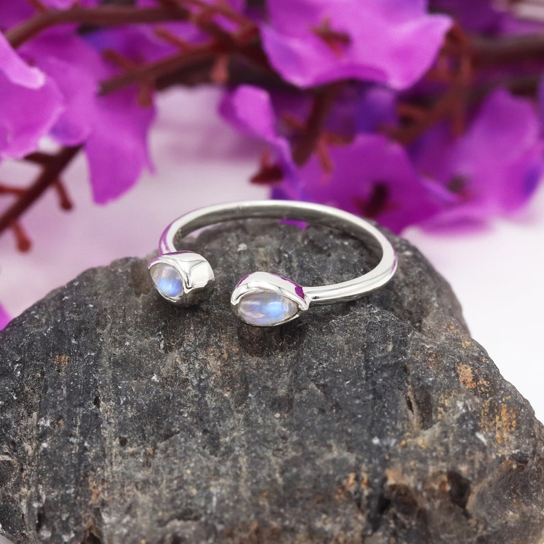 Moonstone Ring, Minimalist Ring, Promise Ring, Open Ring, Birthstone Ring, Silver Women Ring, Gemstone Silver Ring, Sterling Silver Ring