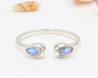 Moonstone Ring, Solid Sterling Silver Ring, Minimalist Ring, Promise Ring, Open Ring, Birthstone Ring, Women Ring, Gemstone Silver Ring