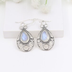 Moonstone Pendant Necklace Earring Set, Sterling Silver Necklace Set, Earring For Her, Necklace Set For Women, Handmade Necklace, Best Gifts