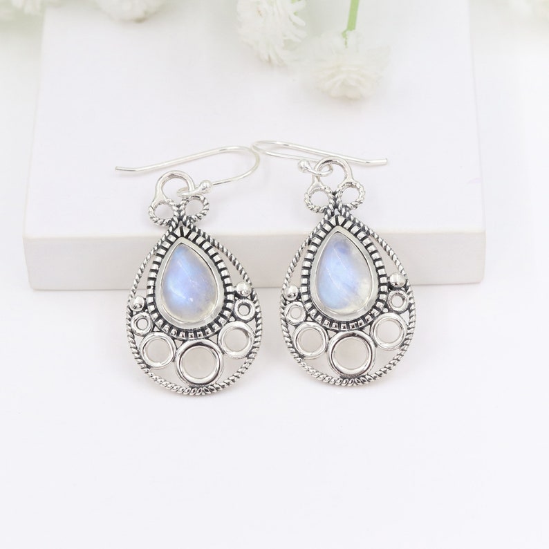 Moonstone Pendant Necklace Earring Set, Sterling Silver Necklace Set, Earring For Her, Necklace Set For Women, Handmade Necklace, Best Gifts