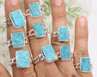 Arizona Turquoise Ring, Sterling Silver Ring, Natural Raw Gemstone Ring, Birthstone Ring, Handmade Ring, Women’s Rings, Christmas Gift