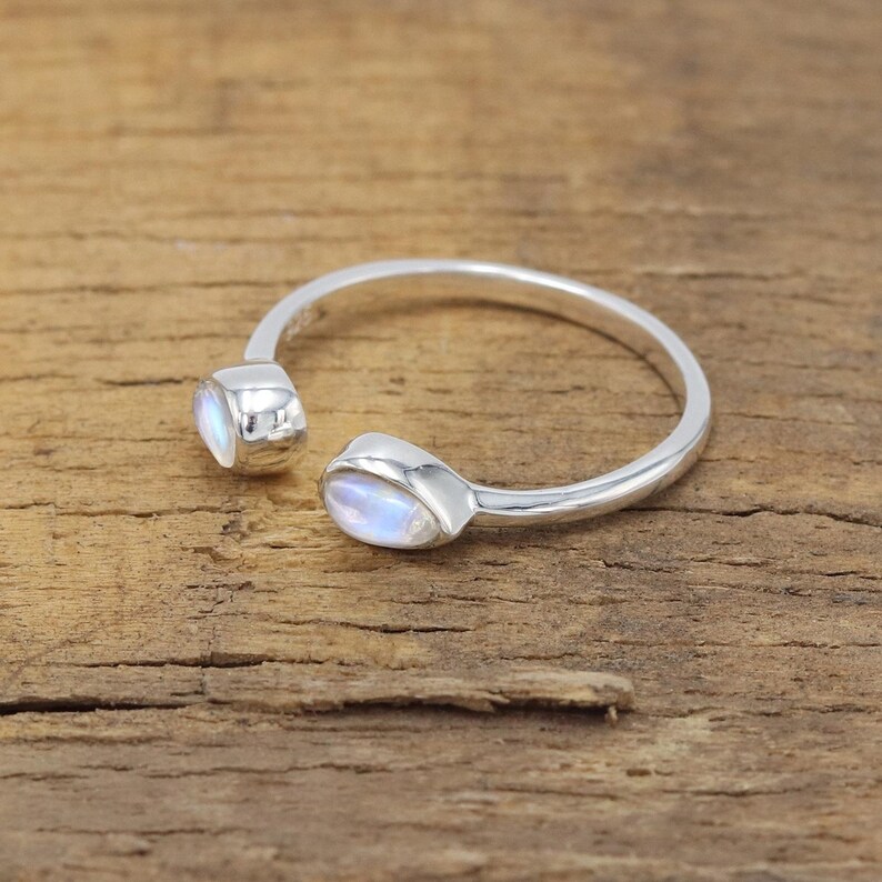 Moonstone Ring, Minimalist Ring, Promise Ring, Open Ring, Birthstone Ring, Silver Women Ring, Gemstone Silver Ring, Sterling Silver Ring