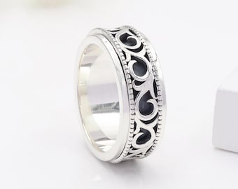 Fidget Ring, Anxiety Ring, Sterling Silver Ring, Stunning Design Spinner Ring, Meditation Ring, Anti Anxiety Thumb Ring, Unisex Fidget Ring