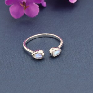 Moonstone Ring, Minimalist Ring, Promise Ring, Open Ring, Birthstone Ring, Silver Women Ring, Gemstone Silver Ring, Sterling Silver Ring