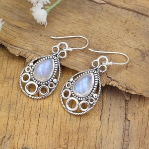 Moonstone Pendant Necklace Earring Set, Sterling Silver Necklace Set, Earring For Her, Necklace Set For Women, Handmade Necklace, Best Gifts