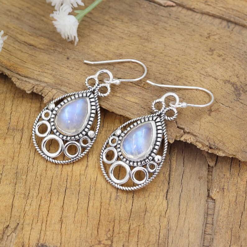 Moonstone Pendant Necklace Earring Set, Sterling Silver Necklace Set, Earring For Her, Necklace Set For Women, Handmade Necklace, Best Gifts