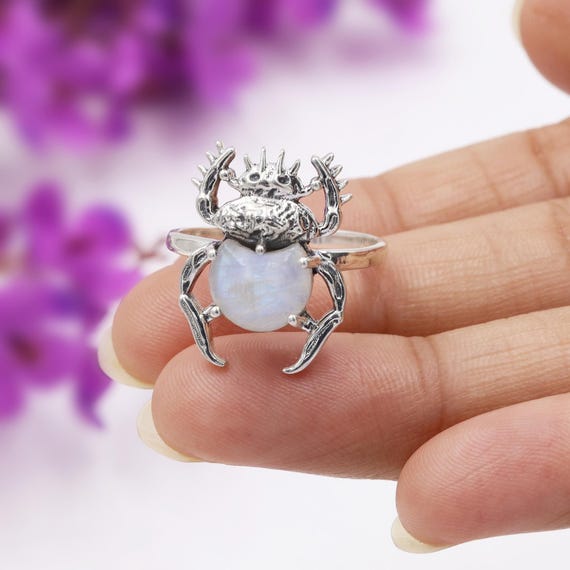 Honey bee ring, Moonstone ring, Sterling Silver Ring, Women's Ring, Statement Ring, Handmade Ring, Ring for Girls, June Birthstone Ring