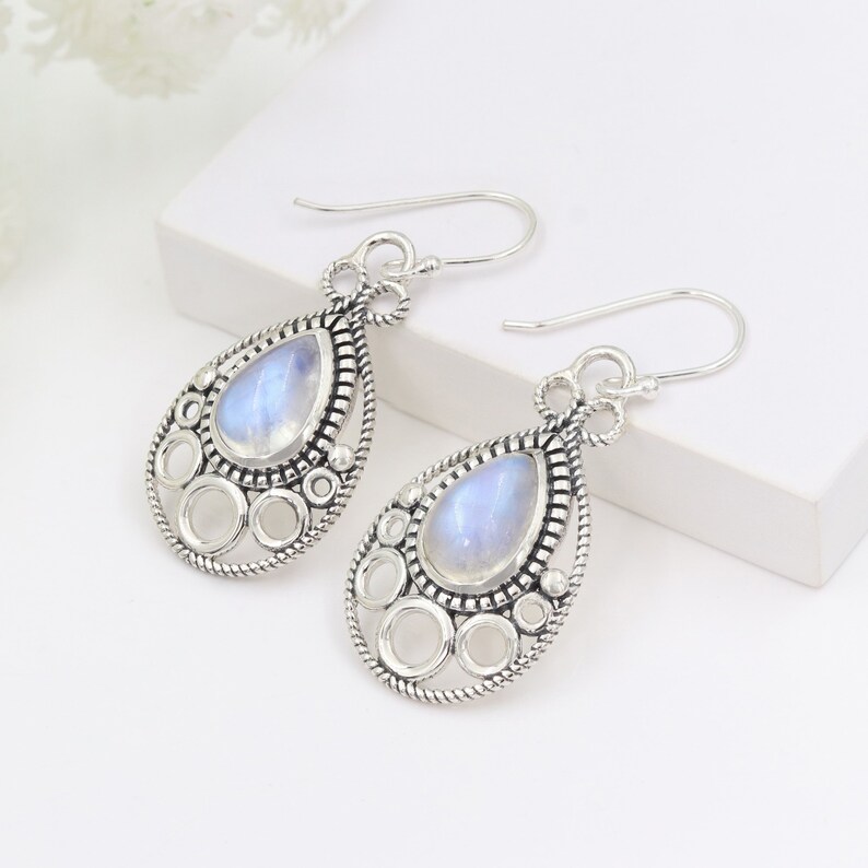 Moonstone Pendant Necklace Earring Set, Sterling Silver Necklace Set, Earring For Her, Necklace Set For Women, Handmade Necklace, Best Gifts