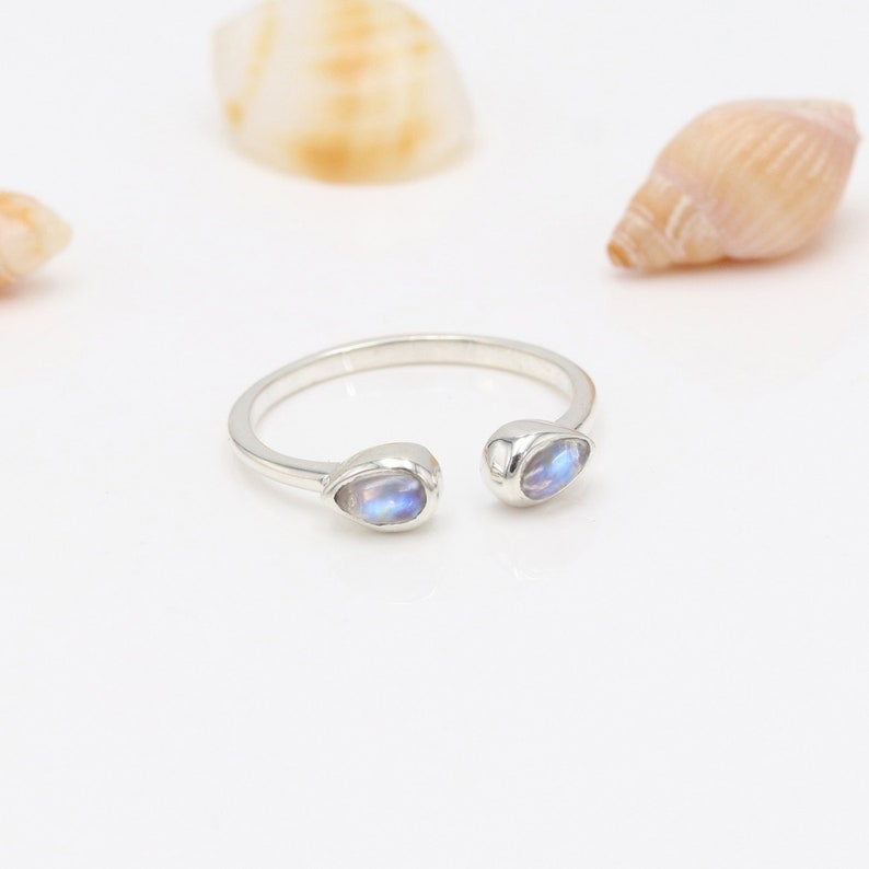 Moonstone Ring, Minimalist Ring, Promise Ring, Open Ring, Birthstone Ring, Silver Women Ring, Gemstone Silver Ring, Sterling Silver Ring
