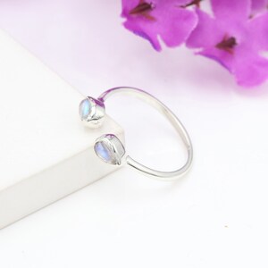 Moonstone Ring, Minimalist Ring, Promise Ring, Open Ring, Birthstone Ring, Silver Women Ring, Gemstone Silver Ring, Sterling Silver Ring
