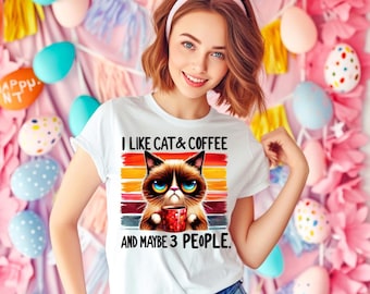 COFFEE LOVER TSHIRT - I Like Cats And Coffee Shirt, Funny Cat Shirt, Cat Mom Gift, Cat Lover Shirt, Retro Coffee Shirt, Vintage Cat T-Shirt