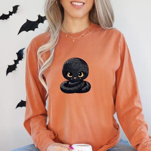 Cute Black Snakes 2 Long Sleeve Tee,Cute Snake Sweater,Celestial Sweatshirt,Mystical Snake,Reptile Sweatshirt,Plus Sized,Cottagecore Clothes