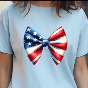 American bow T-Shirt, The beautiful USA shirt, patriotic bow, flag hair bow shirt, 4th of july bow tee, cute bow tee, american bow