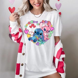 DISNEY LOVE TEE - Valentine Stitch and Angel Matching Shirt, Stitch Angel Disney Couple Shirt, Disney Valentine&#39;s Day Shirt, Valentine Gift