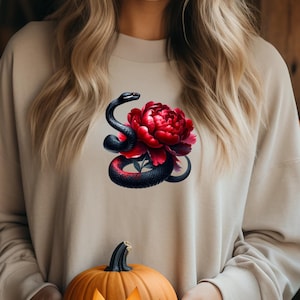 OVERHEMD MET SLANGENPRINT - Shirt met slang en bloem, bloemenshirt met slangenprint, shirt met exotische slangen, shirt met lange mouwen als cadeau, shirt met bloemen, bloemenshirt, slangenshirt