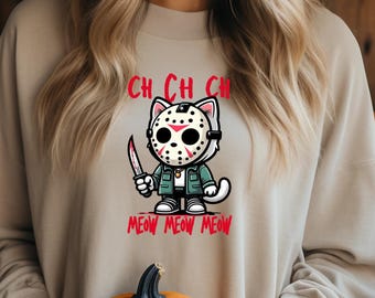 VINTAGE CAT SHIRT - Halloween Cat Shirt, Funny Cat Halloween, Retro Movie Tshirt, Horror Movie Shirt, Fall Season Shirt, Scary Movie Shirts
