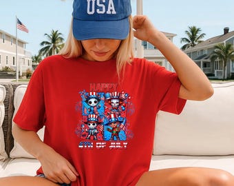 マイケル・マイヤーズ独立記念日シャツ - ホラー映画アメリカシャツ、アメリカ国旗シャツ、星条旗シャツ、独立記念日愛国シャツギフト