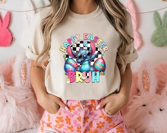 DISNEY OSTER T-SHIRT - Disney Stitch Frohe Ostern Shirt, Disney Stitch Häschenohren Shirt, Stitch Bunny Shirt, Frohe Ostern Eier Jagd T-Shirt