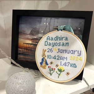 Personalised Birth Announcement cross stitch image 2