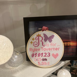 Personalised Birth Announcement cross stitch image 6