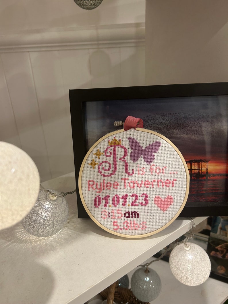 Personalised Birth Announcement cross stitch image 6