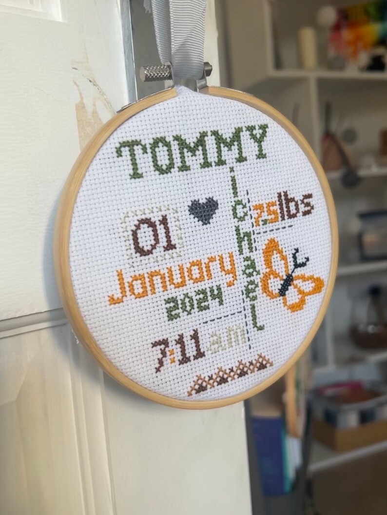 Personalised Birth Announcement cross stitch image 10