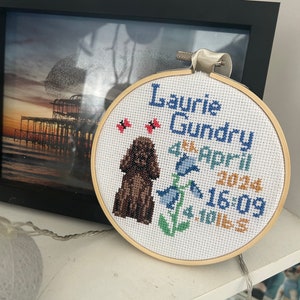 Personalised Birth Announcement cross stitch image 1