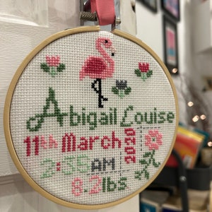 Personalised Birth Announcement cross stitch image 4