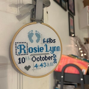 Personalised Birth Announcement cross stitch image 7