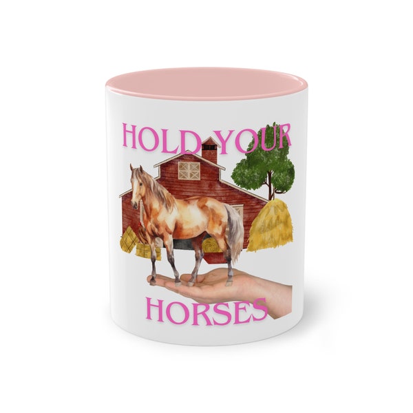 Mug en céramique : motif cheval au galop - Cadeau équestre unique Mug bicolore humour drôle, 11 oz