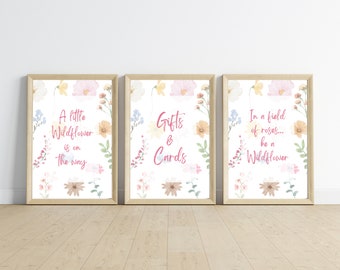 Wildflower Baby Shower Table Signs, Digital Printables, Little Wildflower Baby Shower, Floral Baby Shower, Baby in Bloom, Girl Baby Shower
