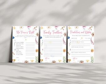 Tarjetas de juego de baby shower de flores silvestres, imprimibles digitales, baby shower de flores silvestres, baby shower floral, bebé en flor, baby shower de niña