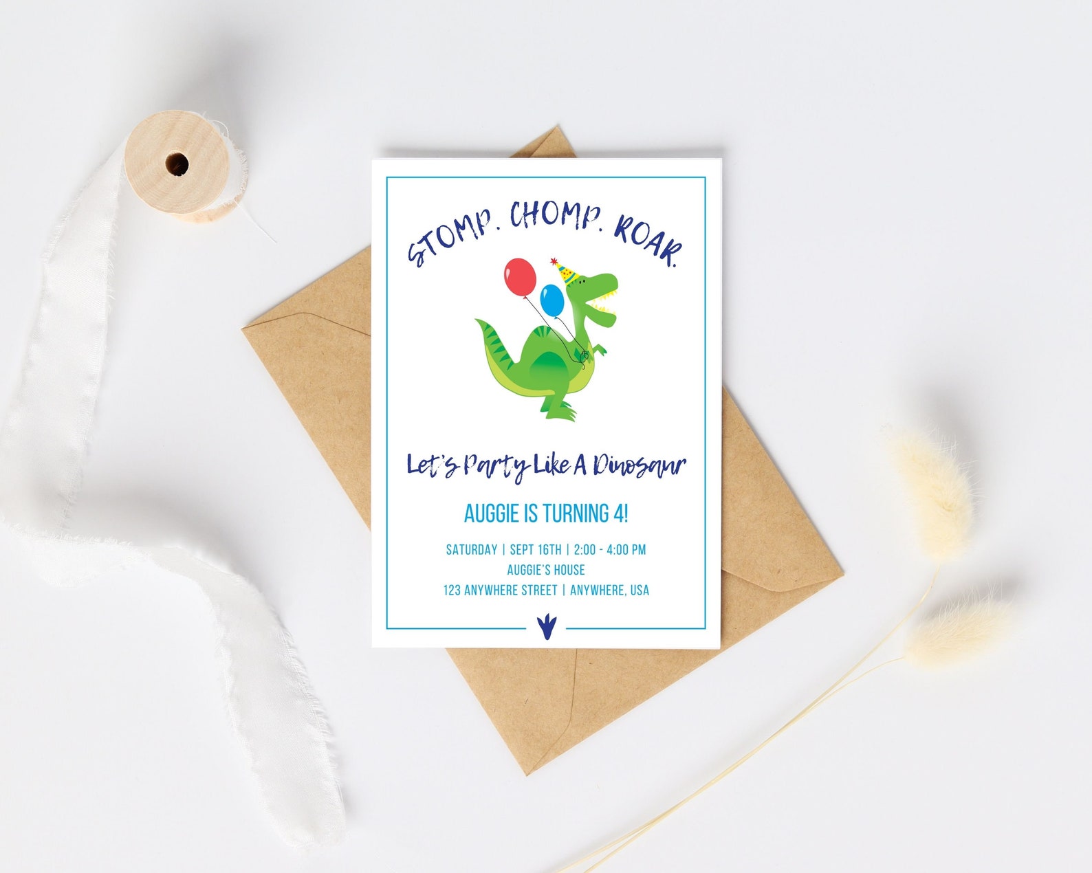 Dinosaur Birthday Party Digital Invitation