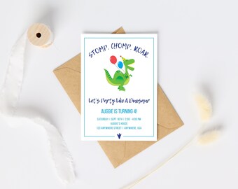 Dinosaur Birthday Invitation Modern Dinosaur Boy Birthday Invite Jurassic Dinosaur Party T Rex Editable Digital Template INSTANT DOWNLOAD