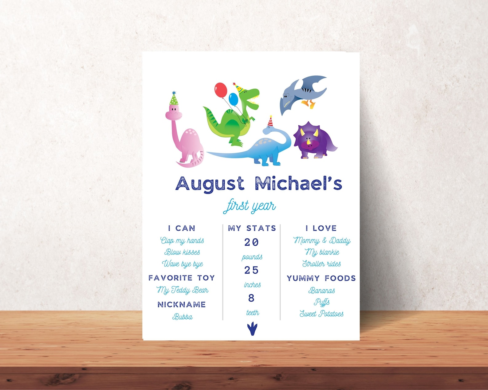 Dinosaur One Year Old Birthday Poster