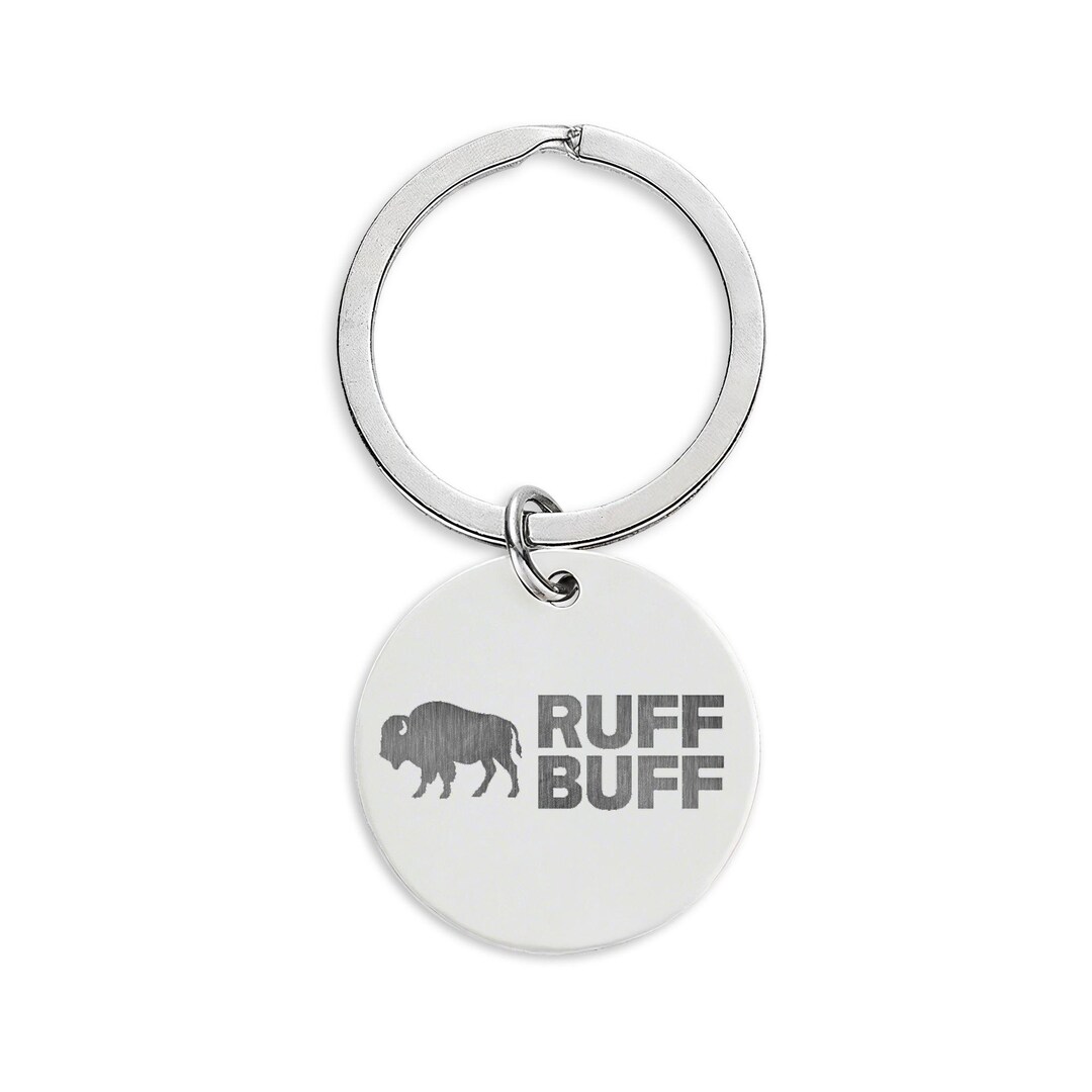 Ruff Buff Bison Logo Stainless Steel Round Keychain | Engraved 716 ...