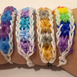 Rubber band Rainbow loom bracelets starbursts