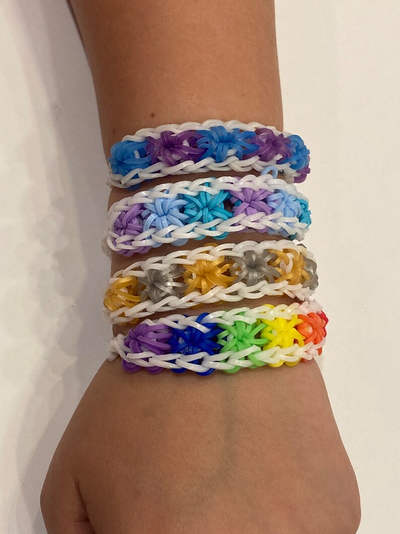 Rubber Band Rainbow Loom Bracelets Starbursts Etsy