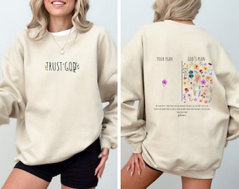 Suéter con los planes de Dios, sudadera con la frase "Confía en Dios", sudadera con capucha cristiana, sudadera con capucha de Jesús, sudadera con versículos bíblicos, sudadera con capucha de gran tamaño, funda para bomba de gimnasio, sudadera con capucha religiosa