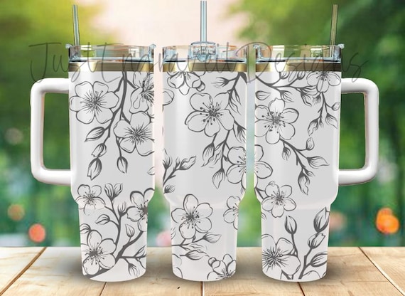 Flower 40 oz laser tumbler SVG cherry blossom tumbler svg Laser Engraved Svg 40oz Tumbler wrap laser SVG File 40oz Tumbler Full Wrap Laser