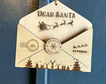 Lettera 3D a Babbo Natale Ornamento SVG / File tagliati al laser / File di progettazione di ornamenti natalizi / Glowforge SVG / Facile da personalizzare Busta di Babbo Natale Svg