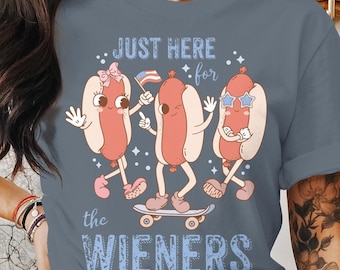 Just Here For The Wieners T-Shirt: Fun Hot Dog Graphic Tee