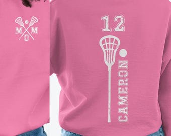 Aangepast sweatshirt met lacrosse-moeder: gepersonaliseerde naam en nummer