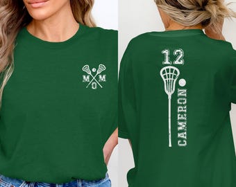 Lacrosse aangepast T-shirt voor moeder, gepersonaliseerd lacrosse-T-shirt, lacrosse moedercadeau, steun je favoriete LAX-speler, leven lacrosse moeder