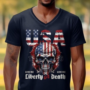 American Flag Skull T-Shirt: Patriotic Graphic Tee Navy